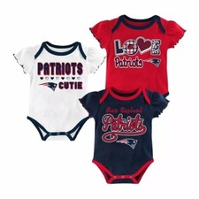 NEW NFL Licensed New England Patriots Girl's Infant 3pc Bodysuit Set 3-6 mo