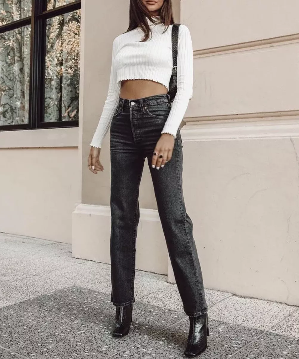 Ribcage super high waist ankle straight leg jeans sales