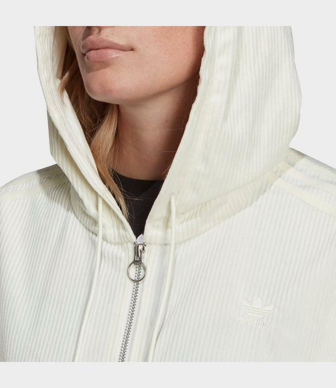 Adidas GU0828 Corduroy Hooded Track Top Jacket Off-White