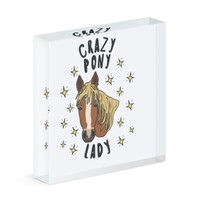VerrüCkte Pony Damen Stars Acryl Foto Block Rahmen Lustig Pferd