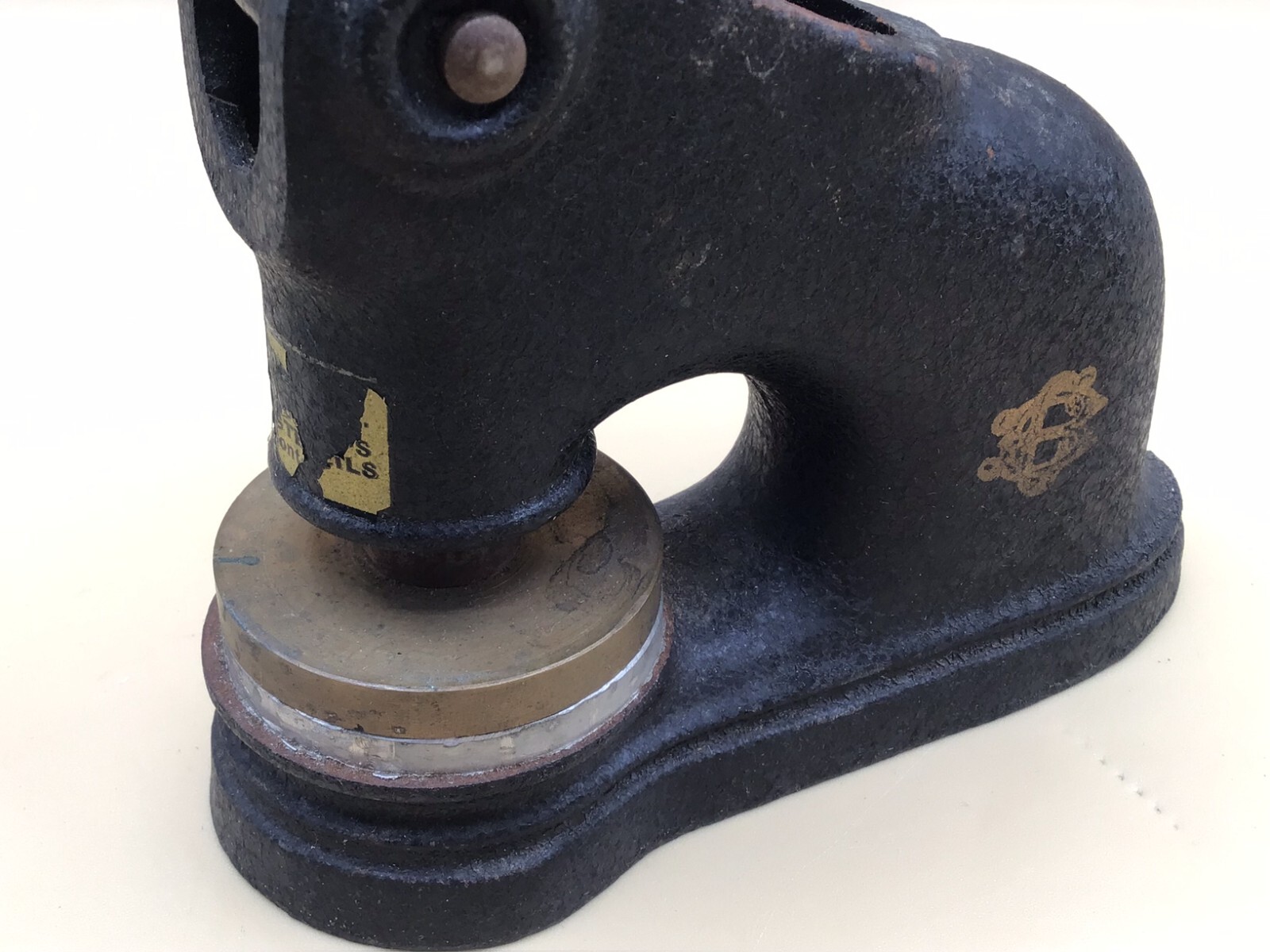 Vtg BERNARD Toronto cast iron embossing stamp CENTRAL PORPHYRY CONTACTS