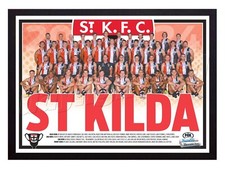 Framed 2024 St Kilda Saints AFL Football Poster - 45cm x 32cm x 3cm