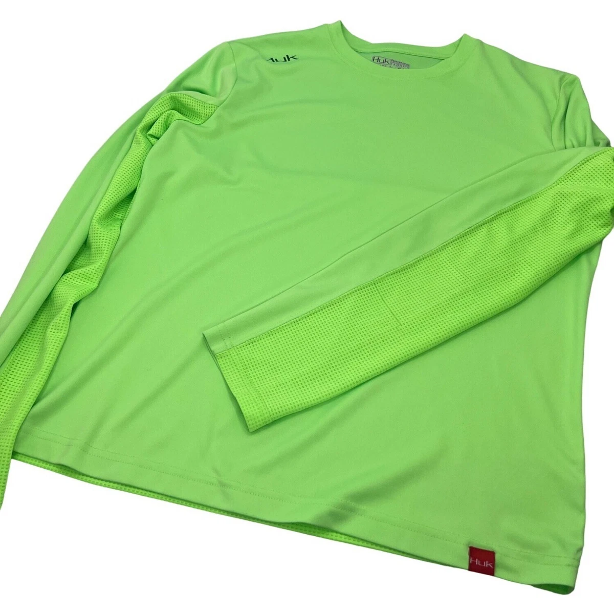 Huk Performance Fabrics Fishing Shirt Long Sleeve Neon Green Small