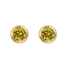 14K Gold 5MM August Birthstone Round Stud Earrings For Women- Peridot