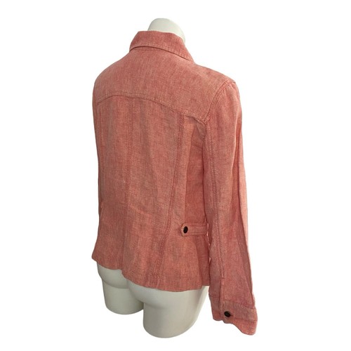 J Jill Blazer Damen Medium Orange Leinen Arbeit Büro Freizeit Jacke Preppy Coastal - Bild 13 von 20