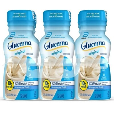 Glucerna Shake, Homemade Vanilla      8-fl-oz,    Pack of 6 Bottles.