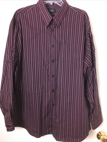 Haggar Marrón Raya Negra Manga Botones Camisa de de algodón Talla XL | eBay