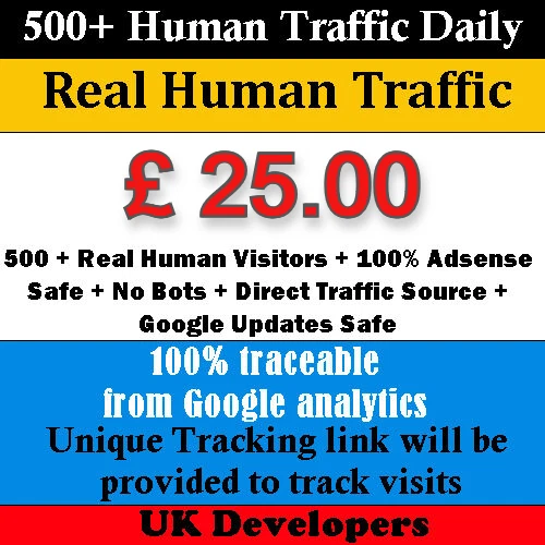 500+ Real Human Visitors Per Day Your Website Traffic 14 Days 100% Adsense Safe - Picture 1 of 1