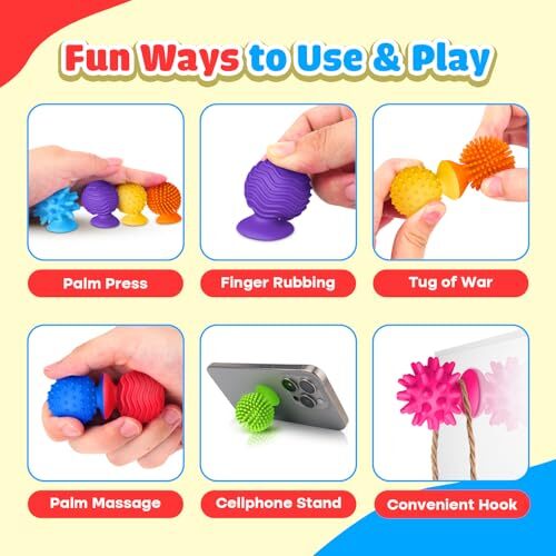 Sensory Fidget Toys Kinder Erwachsene: Strukturierter Saugnapf Spielzeug für Kinder mit 8 Stück - Bild 4 von 7