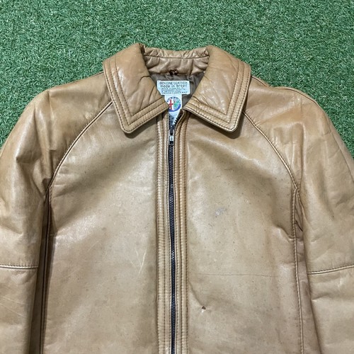 Vintage 80s 90s Temper Alfa Romeo Leather Jacket Medium M Beige Brown Brazil - Picture 13 of 22