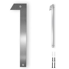 12 Inch Floating House Numbers Stainless Steel Modern Address Sign Silver 1