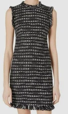 $495 Boutique Moschino Women's Black Sleeveless Jewel Neck Tweed Sheath Dress 14