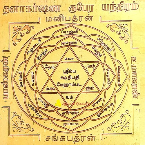 Cobre Dhanakarshana Kubera Yantra para Puja Habitación Hogar Oficina 6 pulgadas x 6 pulgadas - Imagen 3 de 3
