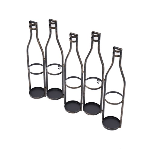 Portabottiglie vino da parete 23,2" 5 bottiglie in metallo - decorazione parete arte - Foto 11 di 21