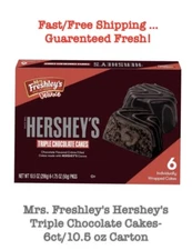Mrs. Freshley's Hershey's Triple Chocolate Cakes-6ct/10.5 oz Carton FREE SHIP