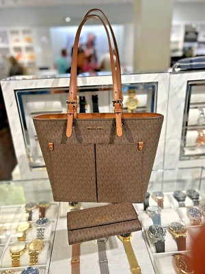 Michael Kors Jet Set Travel Medium Double Pocket Tote Bag+Trifold