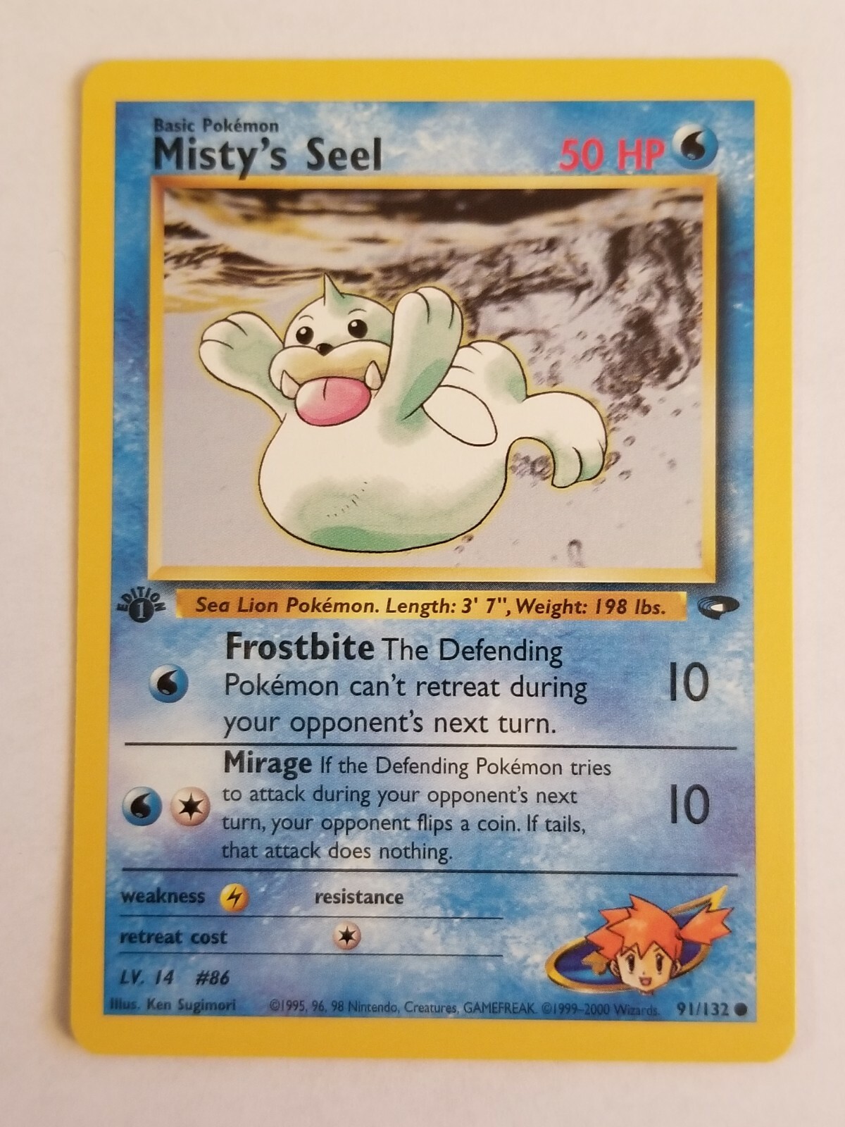 MISTY'S SEEL 91/132 1st Edition Gym Challenge WOTC Pokemon Card Near Mint