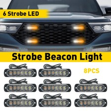 8x Amberwhite 6led Truck Emergency Beacon Warning Hazard Flash Strobe Light Ee