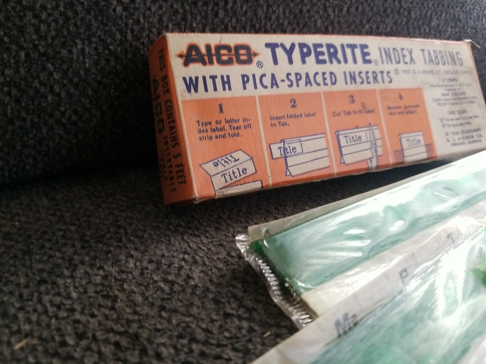 Vintage 1953 AICO Typerite Index Tabbing With Pica - Spaced Inserts Near Full