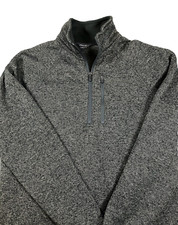 EDDIE BAUER Mens M Radiator Charcoal Gray Quarter Zip Fleece Lined L/S Pullover
