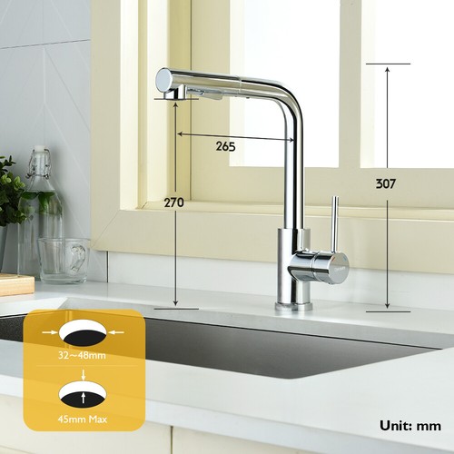 Decaura 2-Mode and 360° Swivel Kitchen Taps Sink Mixer Tap with Pull Out Spray - Picture 12 of 31