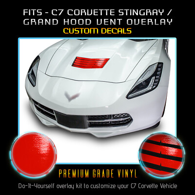 For C7 Corvette Stingray Grand Sport Hood Vent Blade Trim Decals - Glossy Matte