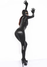 Women's Full Cover Handmade Catsuit Bodysuit Catsuit Attached Hood Gloves Socks