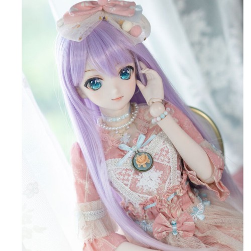[YOHO] Lila Lavendel gekräuselt gewellte Perücke für 1/4 MSD 1/3 SD AOD DZ BJD Dollfie - Bild 5 von 5