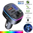 Car Bluetooth 5.0 FM Transmitter Hands-free Radio Type-C Adapter 2 USB Charger