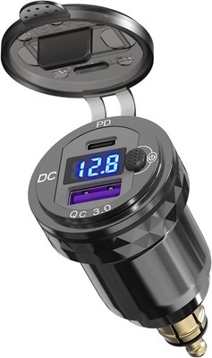 Motorcycle Power Adapter Waterproof Hella Din Plug to USB Adapter with ON-Off
