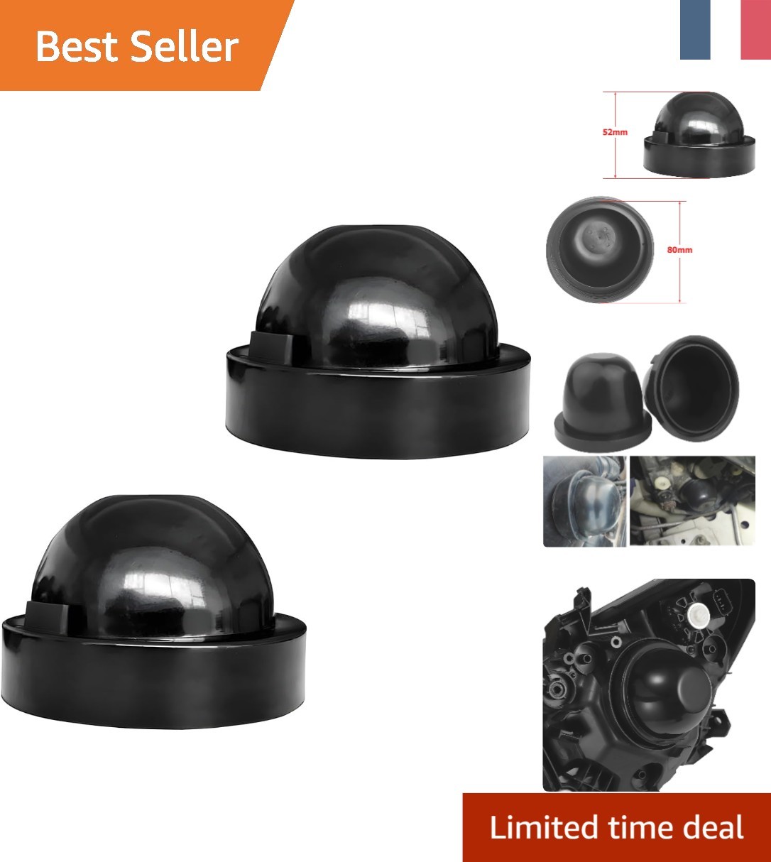 Cache poussière phare 80x52mm capuchon étanchéité caoutchouc ampoule LED