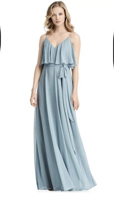 #ad #ad New Jenny Packham Ruffle Cold Shoulder Maxi Dress Mist JP1033 Size 2 $63.74