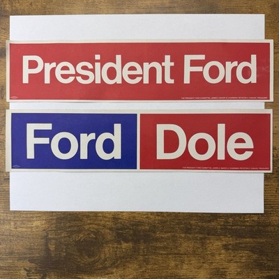 Vintage 1976 President Gerald Ford Bob Dole Campaign Bumper Stickers Lot 2 GOP