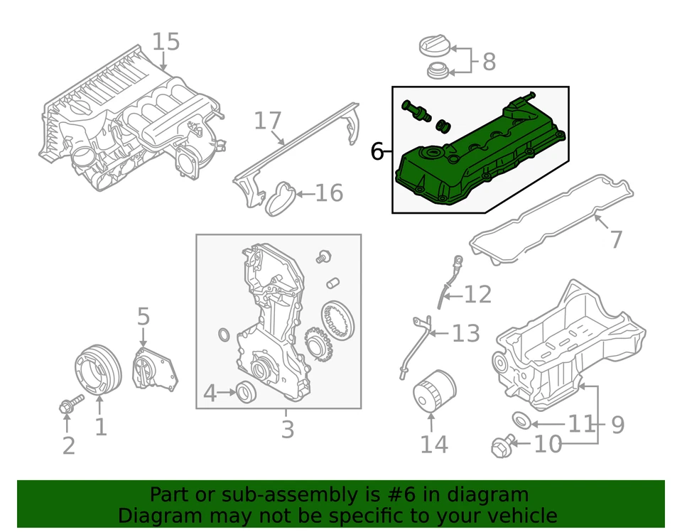 Cubierta de válvula original Nissan 13264-EA000 Foto 3 de 3
