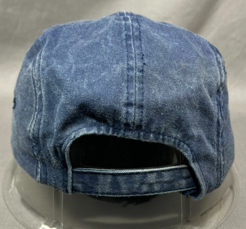 SeaWorld Adventure Park Strapback Hat Distressed Blue Denim 5 panel Dad Cap Mens image 3