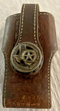 VTG USA Texas Star Western Handtooled Leather Cell Phone Case Belt Holder Holste