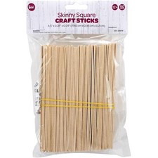 Cousin Skinny Square Ended Wooden Craft Sticks 50pcs
