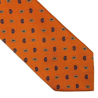Brooks Brothers Makers Silk Tie Orange Paisley Printed in Italy Made in USA