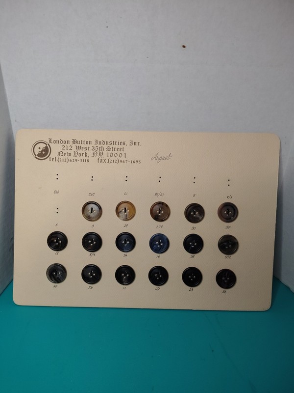 London Button Industries Inc. Button Sheet August Lot Of 17 Buttons