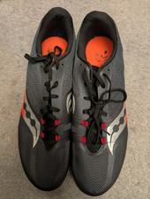 Size 11.5 Saucony Vendetta 3 Black Track Spikes with Drawstsring Bag S29073-1 