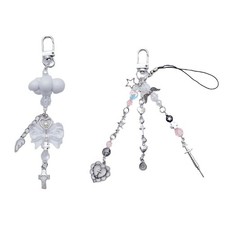 Cloud Charm Keychain Phone Lanyard Crystal Bowknot Charm Phone Charm