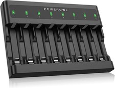 AA AAA Battery Charger 8 Bay, Independent Slot, USB Fast Charging for N