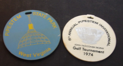 Two Circa 1970's Pipestem State Park Golf bag Tags