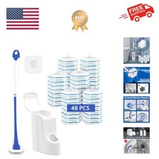 Disposable Toilet Brush with 48 Refills - Wall Mounted Bathroom Cleaning System