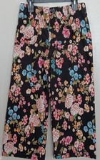 Maeve By Anthropologie The Colette Black Floral Wide Legs Ankle Pants Sz 32