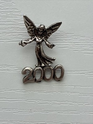 Vintage Sterling Silber Pixie Fee Jahr 2000 Anhänger Charm geflügelter Engel