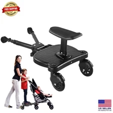 Versatile 2-in-1 Sit & Stand Stroller Glider Board, Fits Most Models - Black