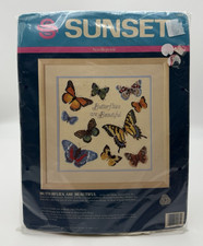 Sunset Dimensions Needlepoint Kit "Butterflies Are Beautiful" 12061  Sealed