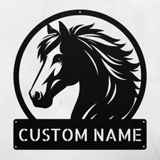 Personalized Horse Head Metal Sign Custom Equestrian Decor Gift for Horse Lovers