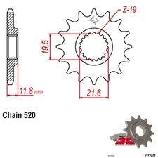 JT Sprockets JTF3222 Countershaft Sprocket 520 Pitch 11T Polaris 400L 4x4 (1994)